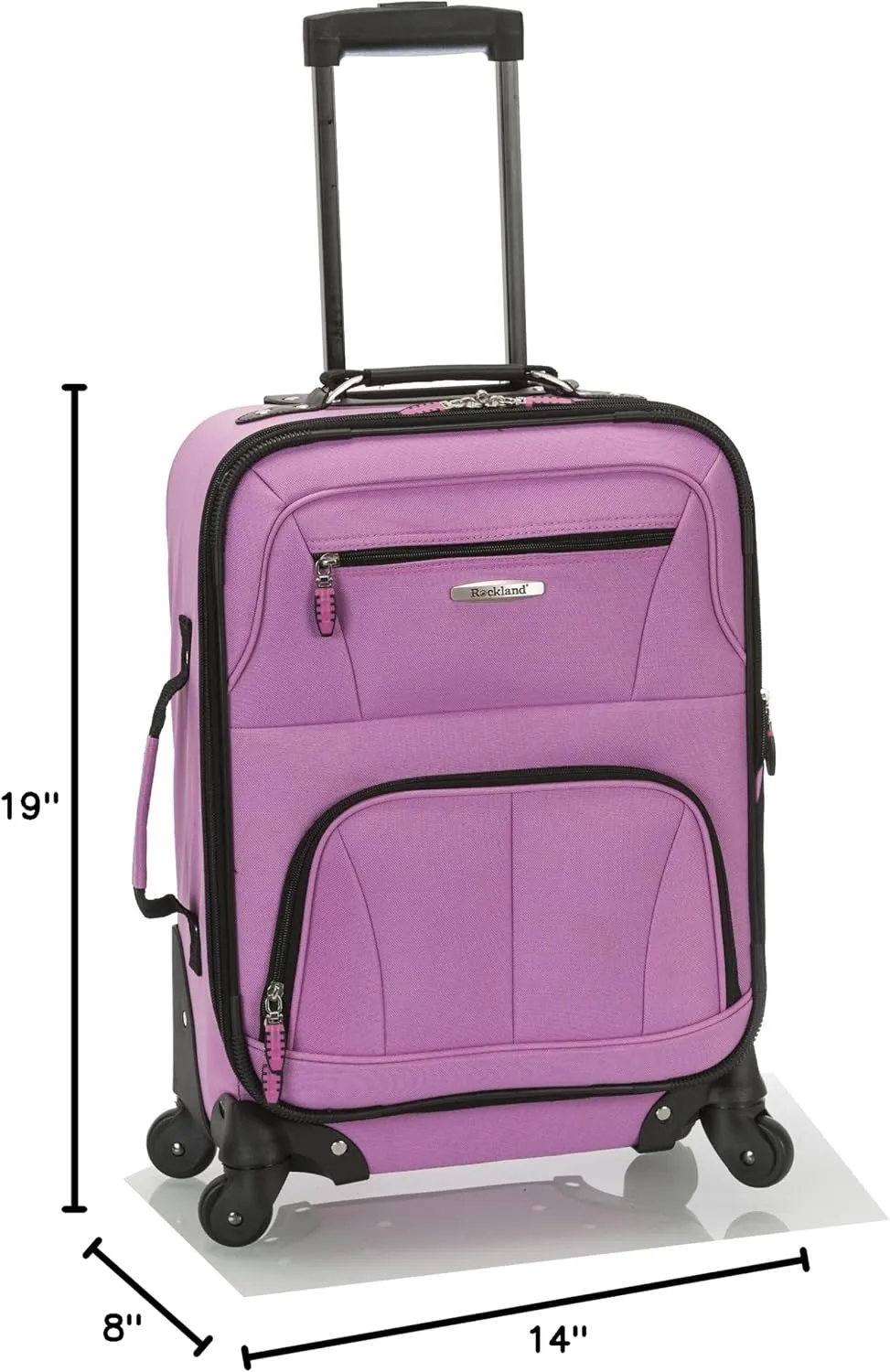 Rockland Pasadena Softside Spinner Wheel Luggage, Pink, Carry-On 20-Inch