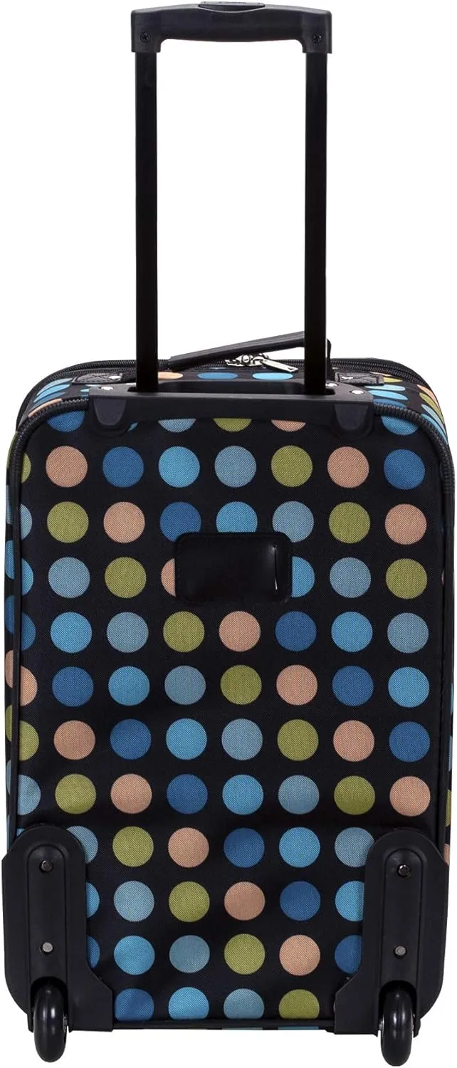 Rockland Polka Softside Upright Luggage Set with telescoping_handle, Multi/Blue Dot, 4-Piece (14/19/24/28)