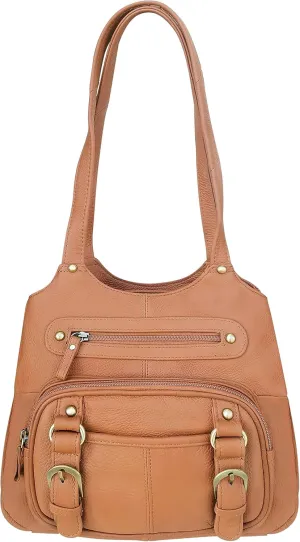 Roma Leathers Black Leather Pistol Concealment Shoulder Bag (Light Brown)
