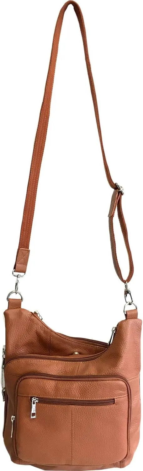 Roma Leathers Stylish Leather Locking Concealment Crossbody Purse