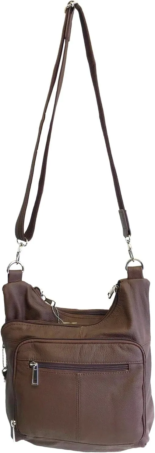 Roma Leathers Stylish Leather Locking Concealment Crossbody Purse