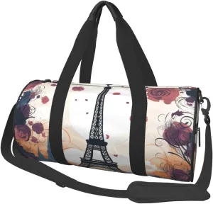 Romantic Paris Eiffel Travel Duffle Bag for Men Women Sport Gym Bag Foldable Weekender Bag Carry on Overnight Bag for Travel Swimming Basketball