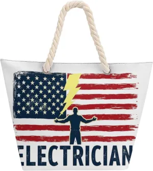 Rope Bag Women Men Beach Tote Bag with Hemp Rope Handle Top Zipper Boat Bag Large Capacity Handbag