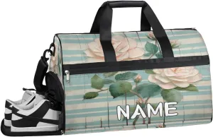 Rose Wood Planks Stripe Sports Gym Bag with Wet Pocket & Shoes Compartment Travel Duffel Bag for Women Men Custom Sports Gym Bag Personalized Overnight Stay Weekend Tote Beach Luggage