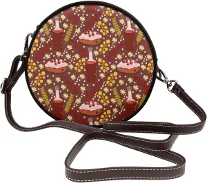 Round Crossbody Shoulder Bag Circle Purse Handbags for Women Small Fashion Clutch Evening Wallet