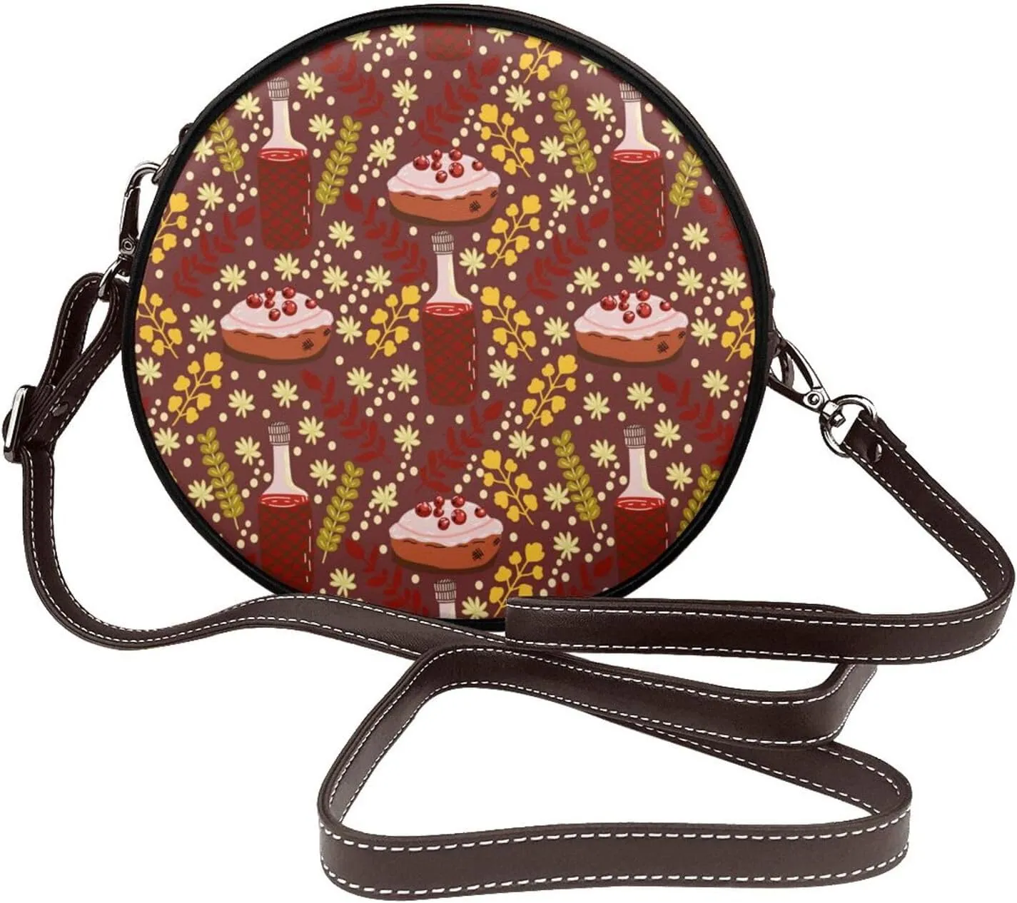 Round Crossbody Shoulder Bag Circle Purse Handbags for Women Small Fashion Clutch Evening Wallet