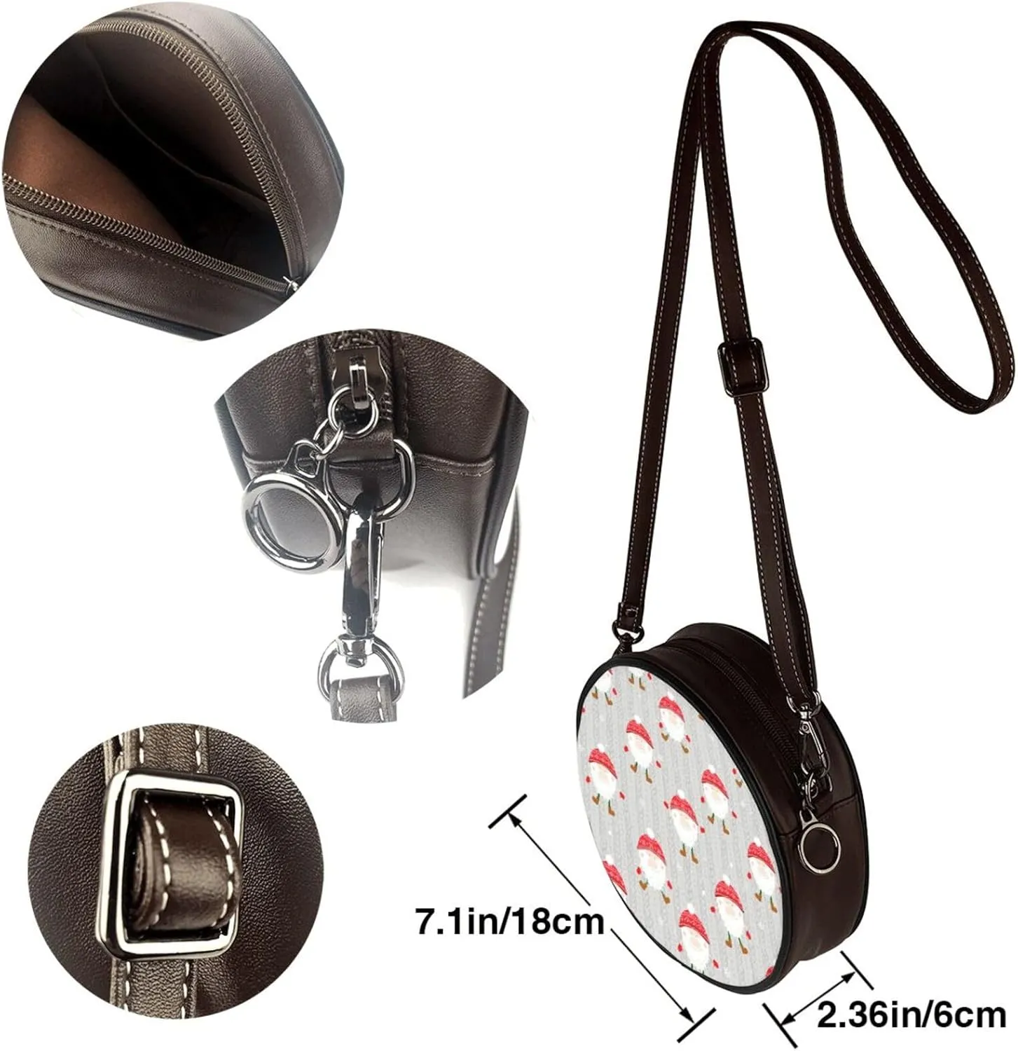 Round Crossbody Shoulder Bag Circle Purse Handbags for Women Small Fashion Clutch Evening Wallet