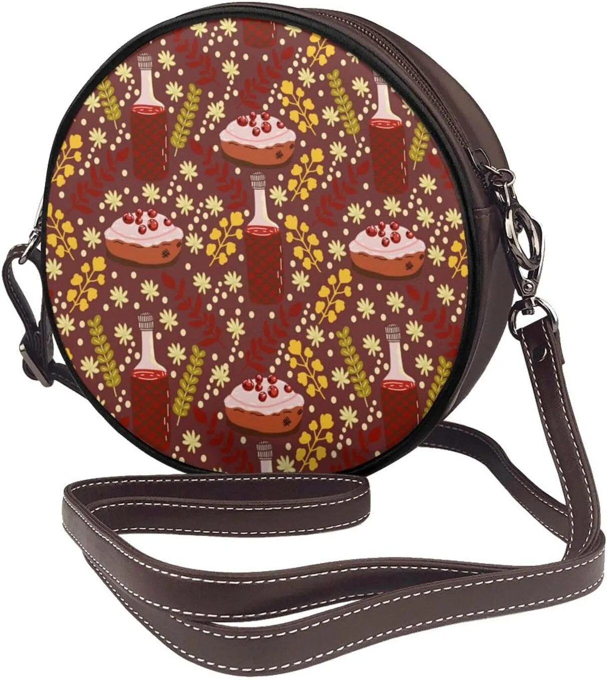 Round Crossbody Shoulder Bag Circle Purse Handbags for Women Small Fashion Clutch Evening Wallet