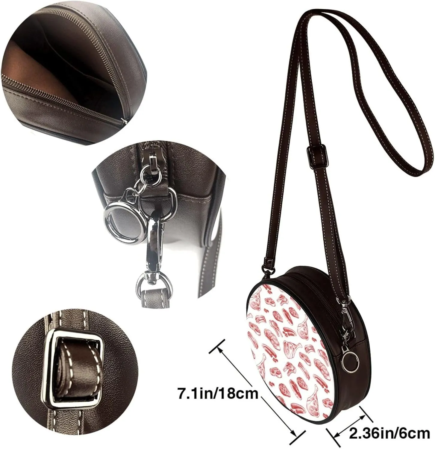 Round Crossbody Shoulder Bag Circle Purse Handbags for Women Small Fashion Clutch Evening Wallet