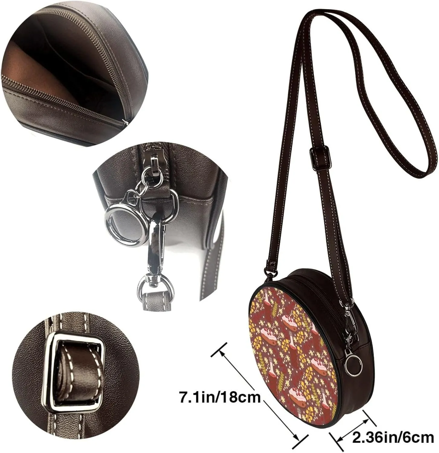 Round Crossbody Shoulder Bag Circle Purse Handbags for Women Small Fashion Clutch Evening Wallet