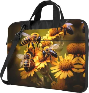 Rural Honey Bees flowers Print Laptop Bag - Stylish Messenger Bag and Laptop Case for Men and WomenShoulder Strap