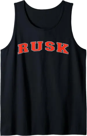 Rusk Texas TX College Style Red Text Rusk Tank Top