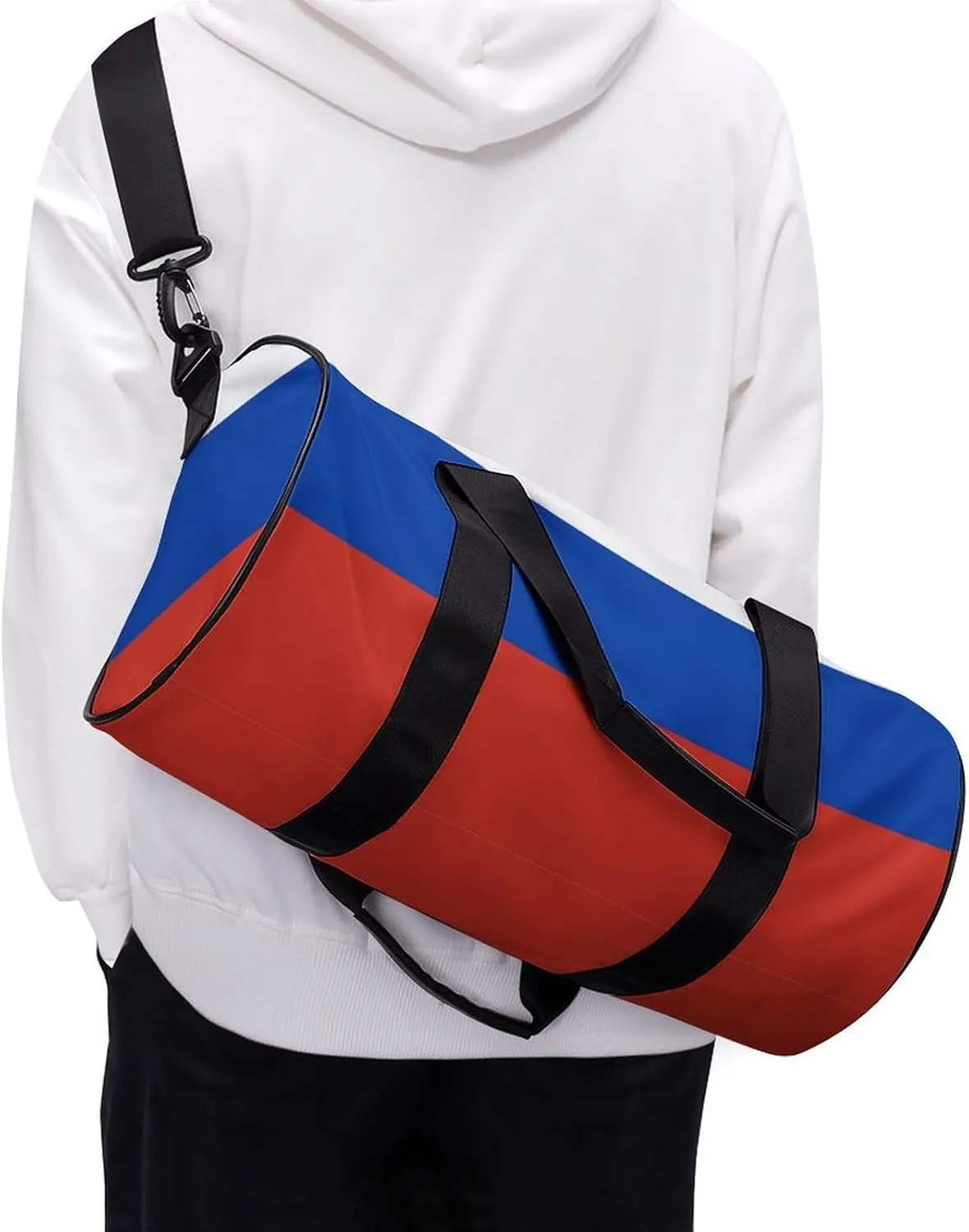 Russia Flag Waterproof Gym Bag with Shoe Compartment Sports Duffel for Travel Beach