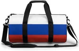 Russia Flag Waterproof Gym Bag with Shoe Compartment Sports Duffel for Travel Beach