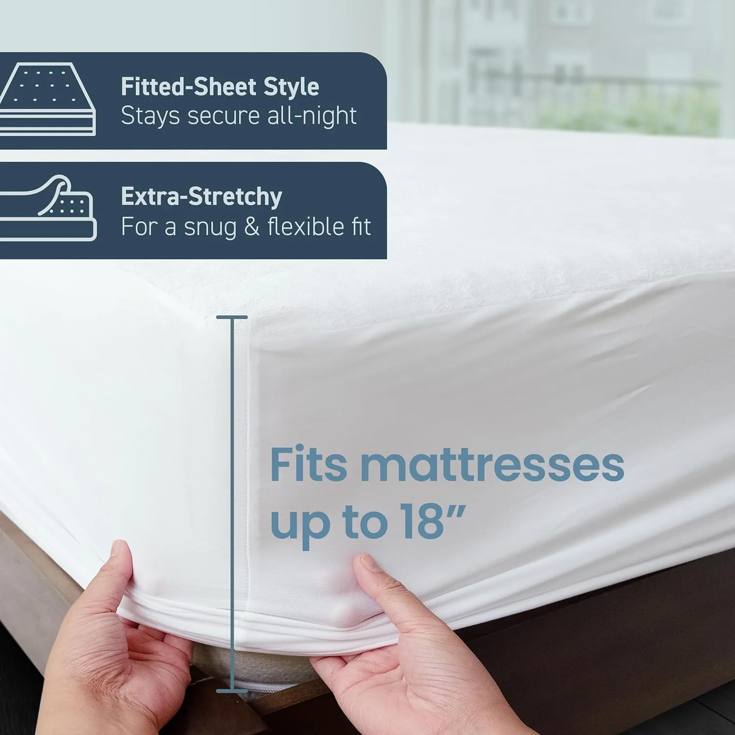 SafeRest Waterproof California King Size Mattress Protector - Fitted with Stretchable Pockets - Machine Washable Cotton Mattress Cover for Bed