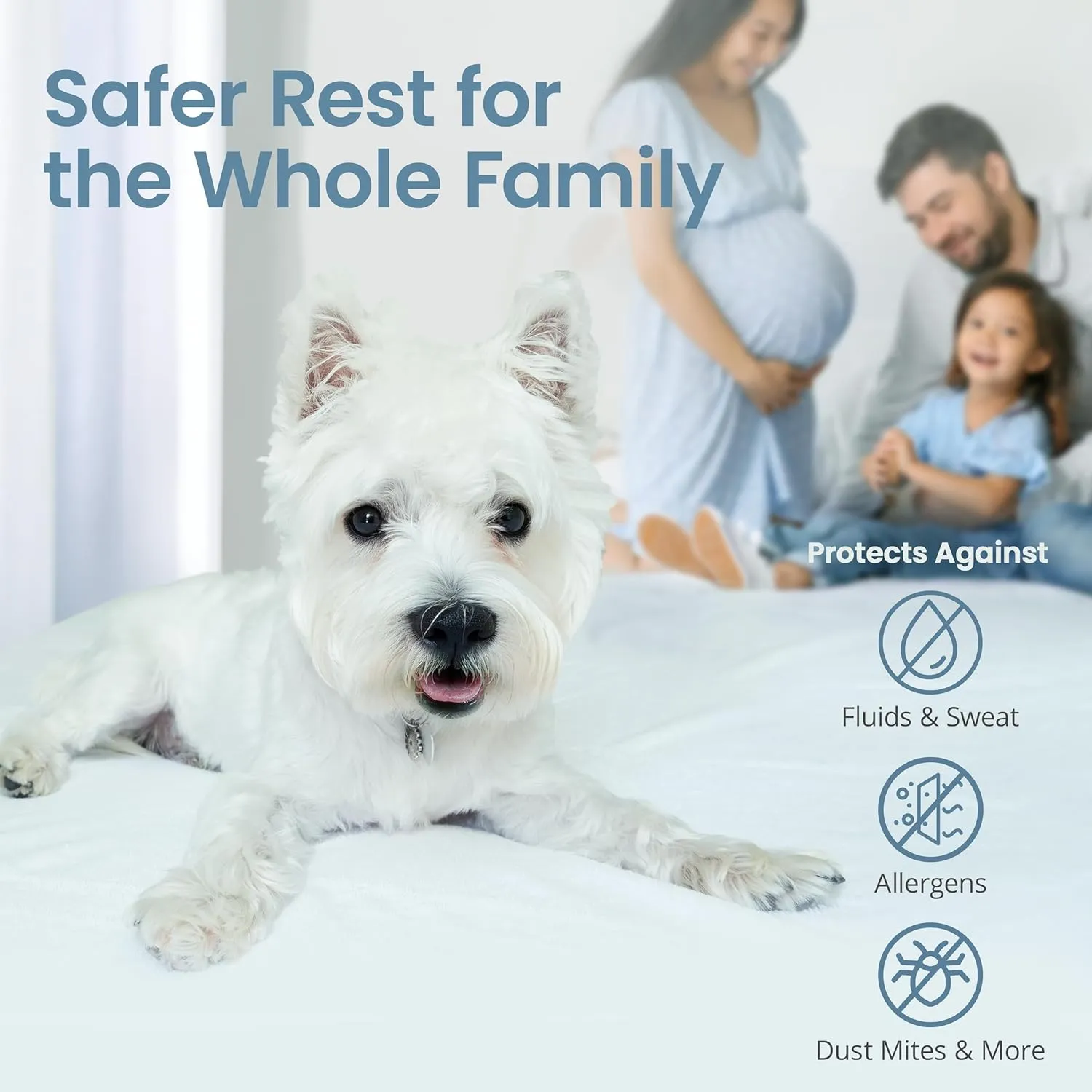 SafeRest Waterproof California King Size Mattress Protector - Fitted with Stretchable Pockets - Machine Washable Cotton Mattress Cover for Bed