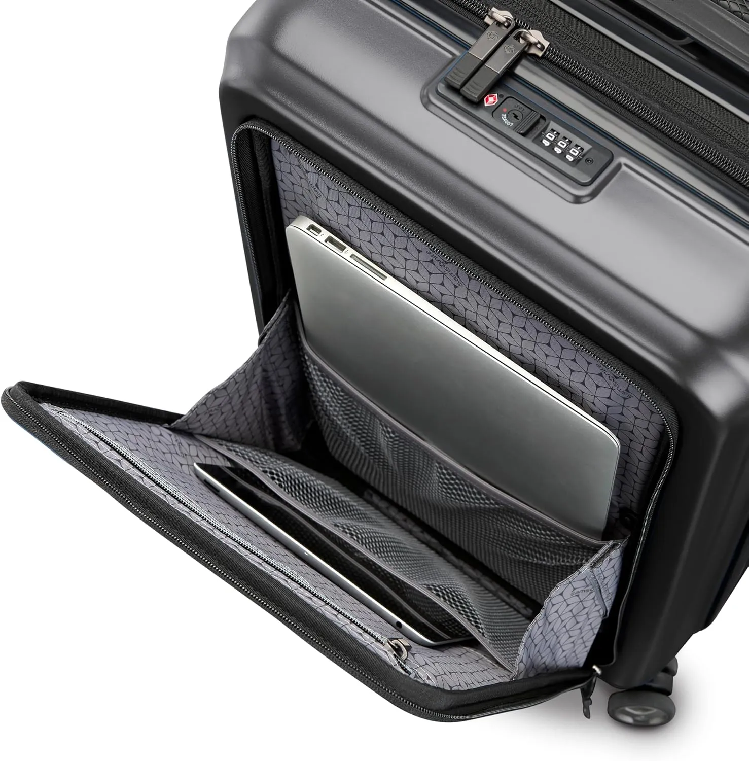 Samsonite Carry-On Pro Front Pocket Hardside Expandable 21-Inch Octiv Luggage: Durable & Impact Resistant, 360° Aero Trac Spinner Wheels, Adjustable Telescopic Handle, TSA Approved Lock - Black
