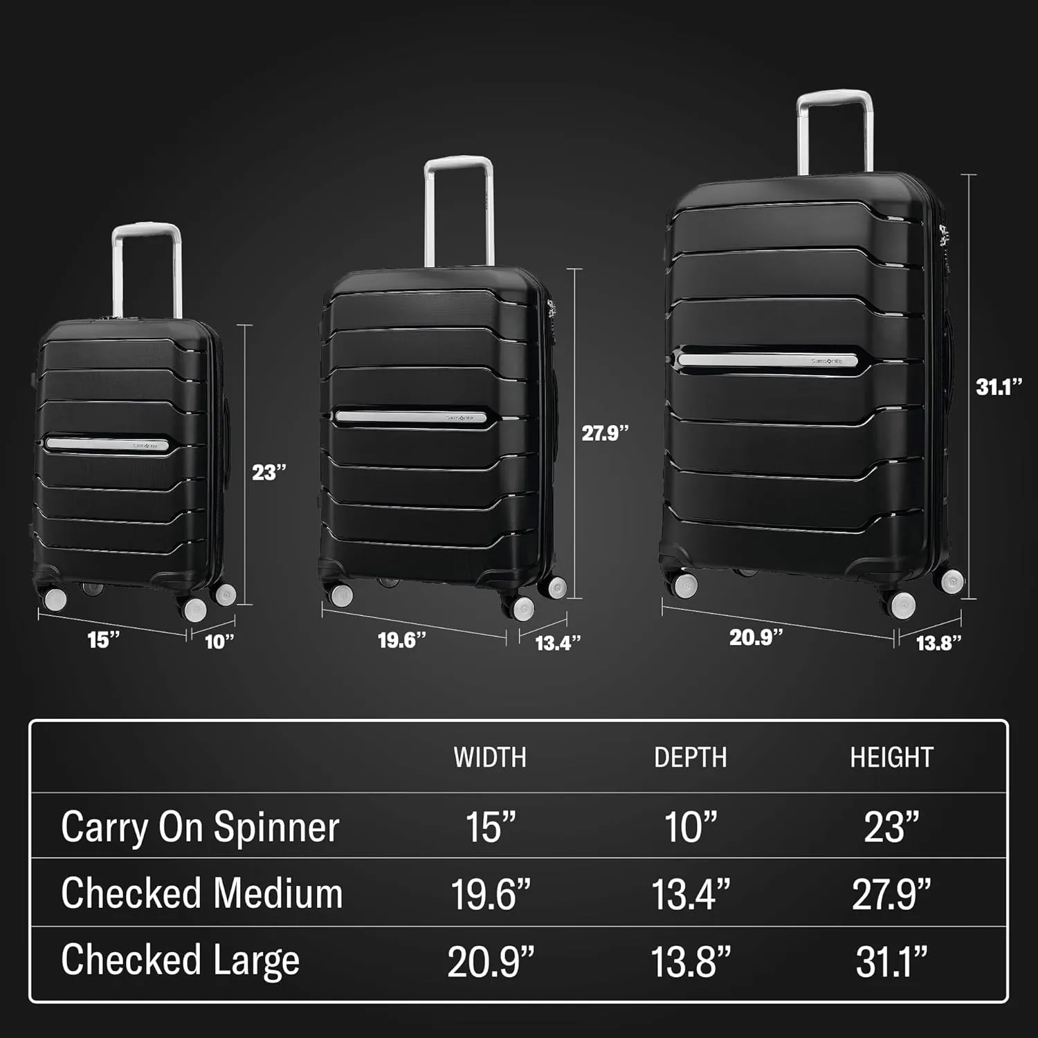 Samsonite Freeform 24-Inch Medium Luggage with Dual 360° Spinner Wheels - Checked Suitcase - TSA Lock, Airline-Approved - Lightweight Durable Polypropylene Expandable Hardshell - White/Grey