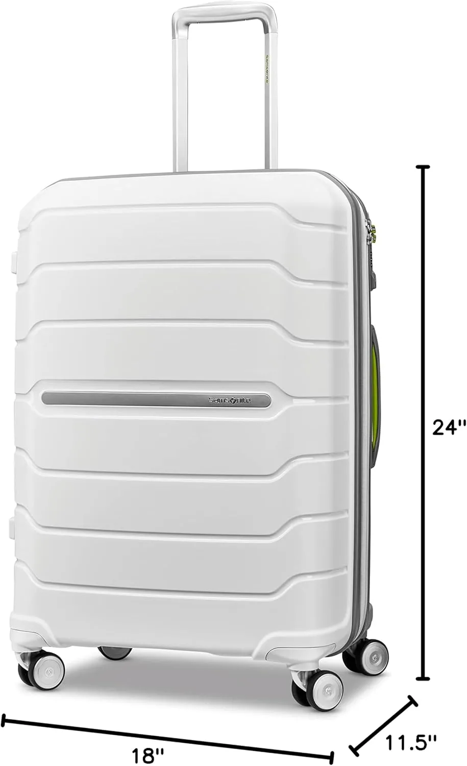 Samsonite Freeform 24-Inch Medium Luggage with Dual 360° Spinner Wheels - Checked Suitcase - TSA Lock, Airline-Approved - Lightweight Durable Polypropylene Expandable Hardshell - White/Grey
