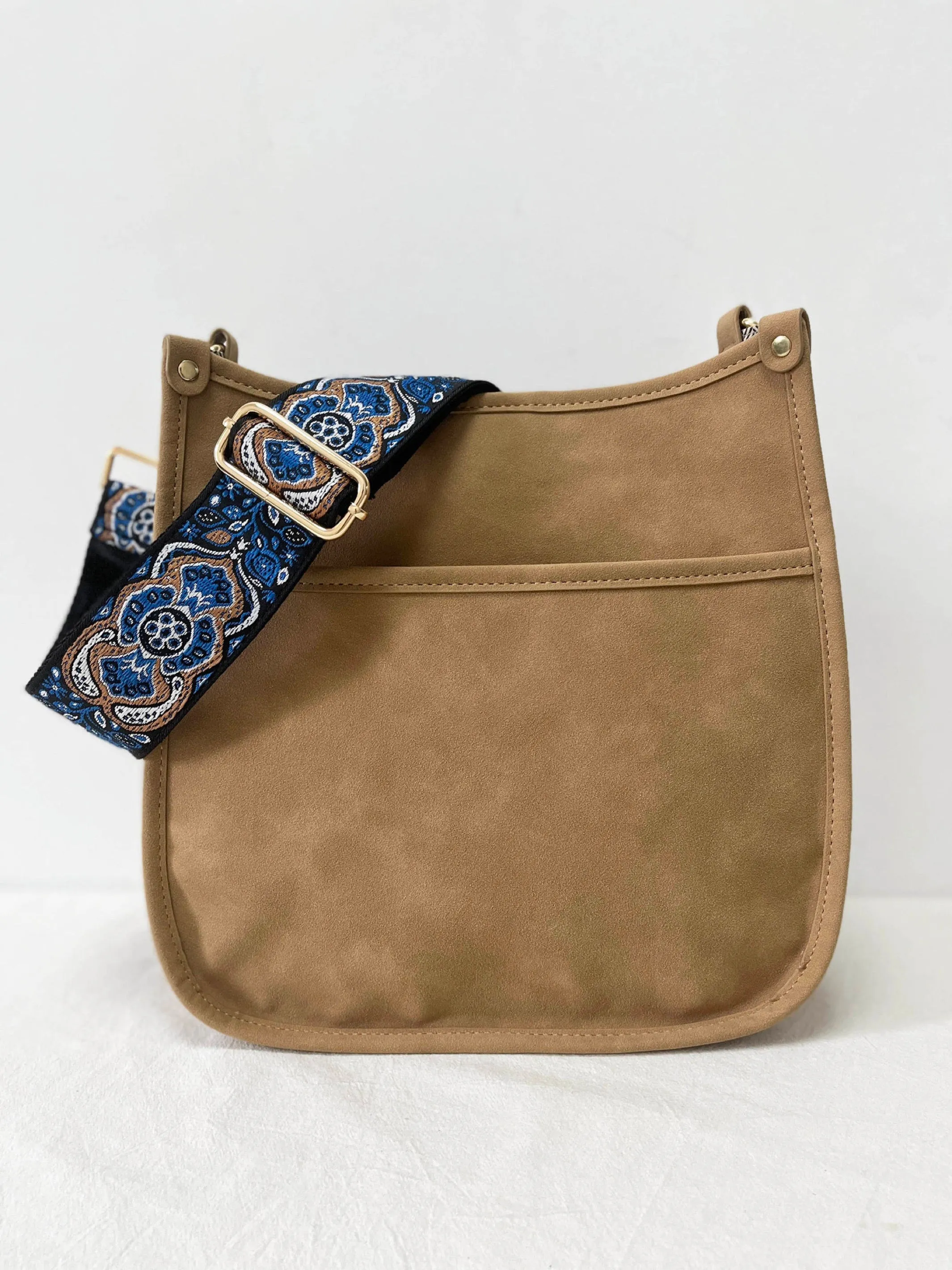 Sand Sueded Vegan Leather Messenger w/ Choice of Strap