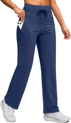 SANTINY Women's Fleece Lined Pants 29" Winter Warm Sweatpants Water Resistant Snow Ski Hiking Pants with Zipper Pockets