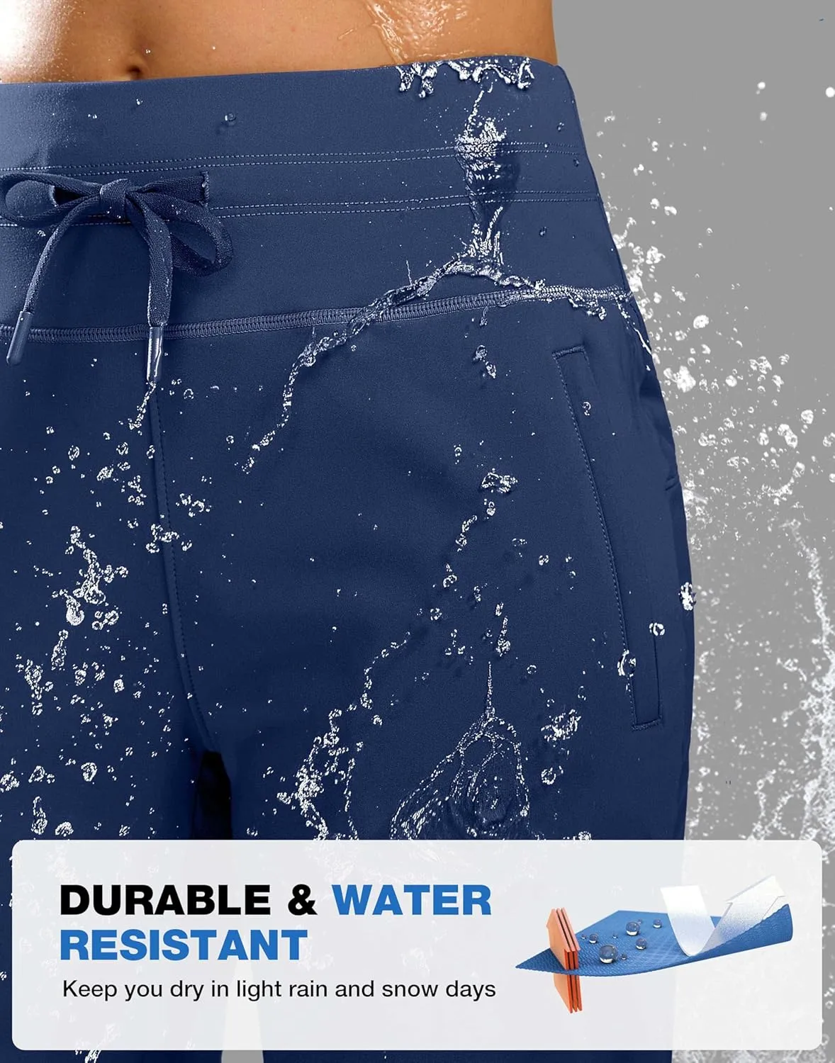 SANTINY Women's Fleece Lined Pants 29" Winter Warm Sweatpants Water Resistant Snow Ski Hiking Pants with Zipper Pockets