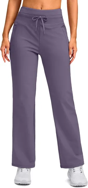 SANTINY Women's Fleece Lined Pants 29" Winter Warm Sweatpants Water Resistant Snow Ski Hiking Pants with Zipper Pockets
