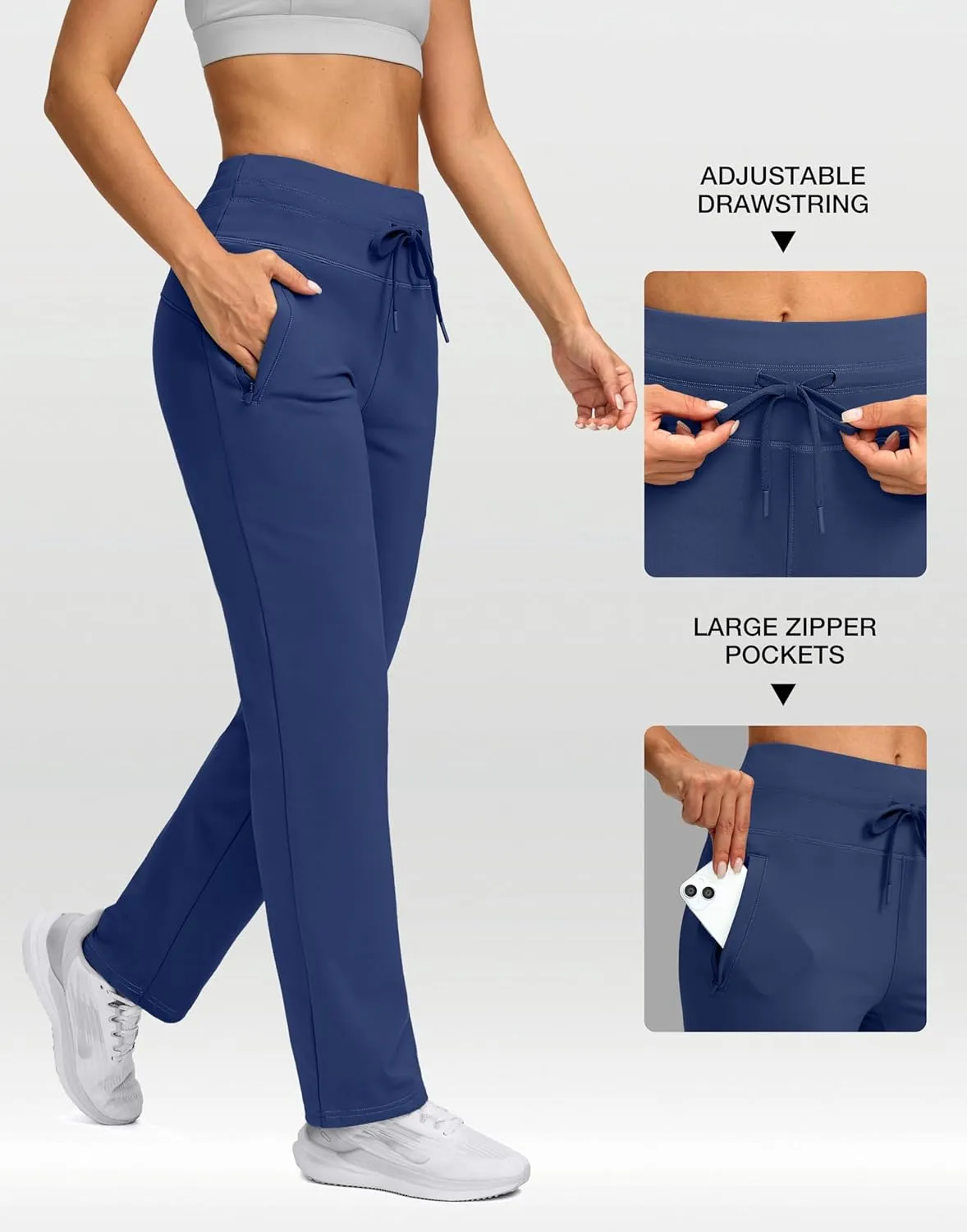 SANTINY Women's Fleece Lined Pants 29" Winter Warm Sweatpants Water Resistant Snow Ski Hiking Pants with Zipper Pockets