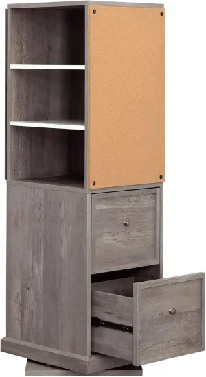 Sauder Craft Pro Series Craft Supplies Storage Organizer 360° Swivel Tower in Mystic Oak Finish