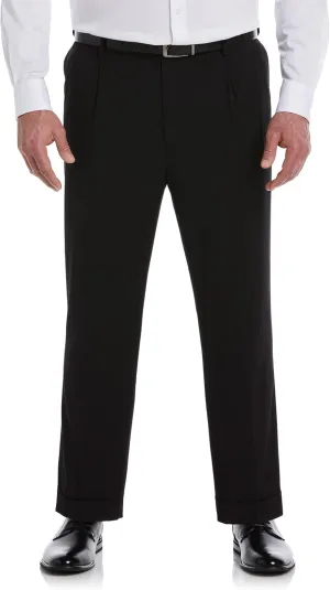 Savane Men's Big & Tall Performance No Iron Double Pleated Gabardine Pants with Expandable Waistband