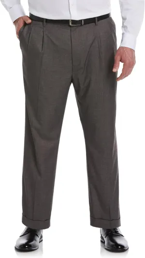 Savane Men's Big & Tall Performance No Iron Double Pleated Gabardine Pants with Expandable Waistband