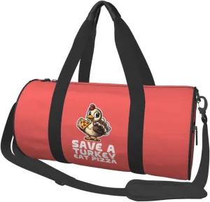 Save A Turkey Eat Pizza Thanksgiving Turkey Duffel Bag Gym Bag Travel Sports Tote Large Foldable Beach Swim Yoga2