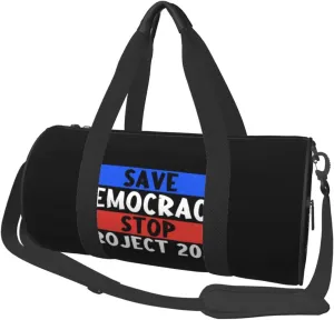 Save Democracy Stop Project 2025 Duffel Bag Gym Bag Travel Sports Tote Large Foldable Beach Swim Yoga3