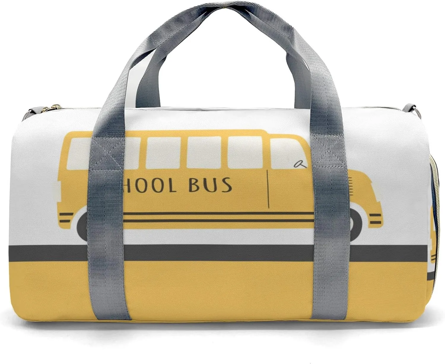 School Bus Yellow Personalized Duffel Bag,Custom Travel Gym Bag with Name,Waterproof Sports Overnight Bag with Shoe Compartment & Shoulder Strap