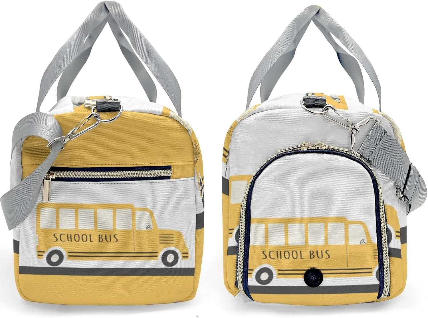 School Bus Yellow Personalized Duffel Bag,Custom Travel Gym Bag with Name,Waterproof Sports Overnight Bag with Shoe Compartment & Shoulder Strap