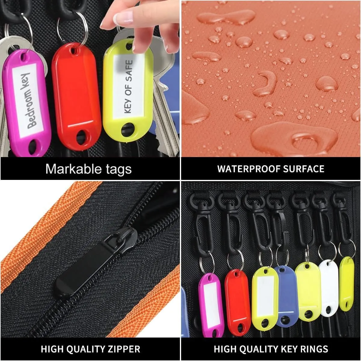 Sdstone 54 Hooks Portable Zippered Key Organizer,Fireproof and Waterproof Key Case,Portable Manager & Landlord Zipper Key Case Box for Real Estate Sales,Hotel Executives, Car Service(Brown)