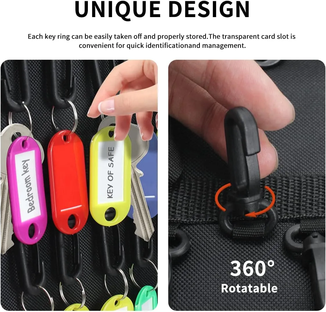 Sdstone 54 Hooks Portable Zippered Key Organizer,Fireproof and Waterproof Key Case,Portable Manager & Landlord Zipper Key Case Box for Real Estate Sales,Hotel Executives, Car Service(Brown)