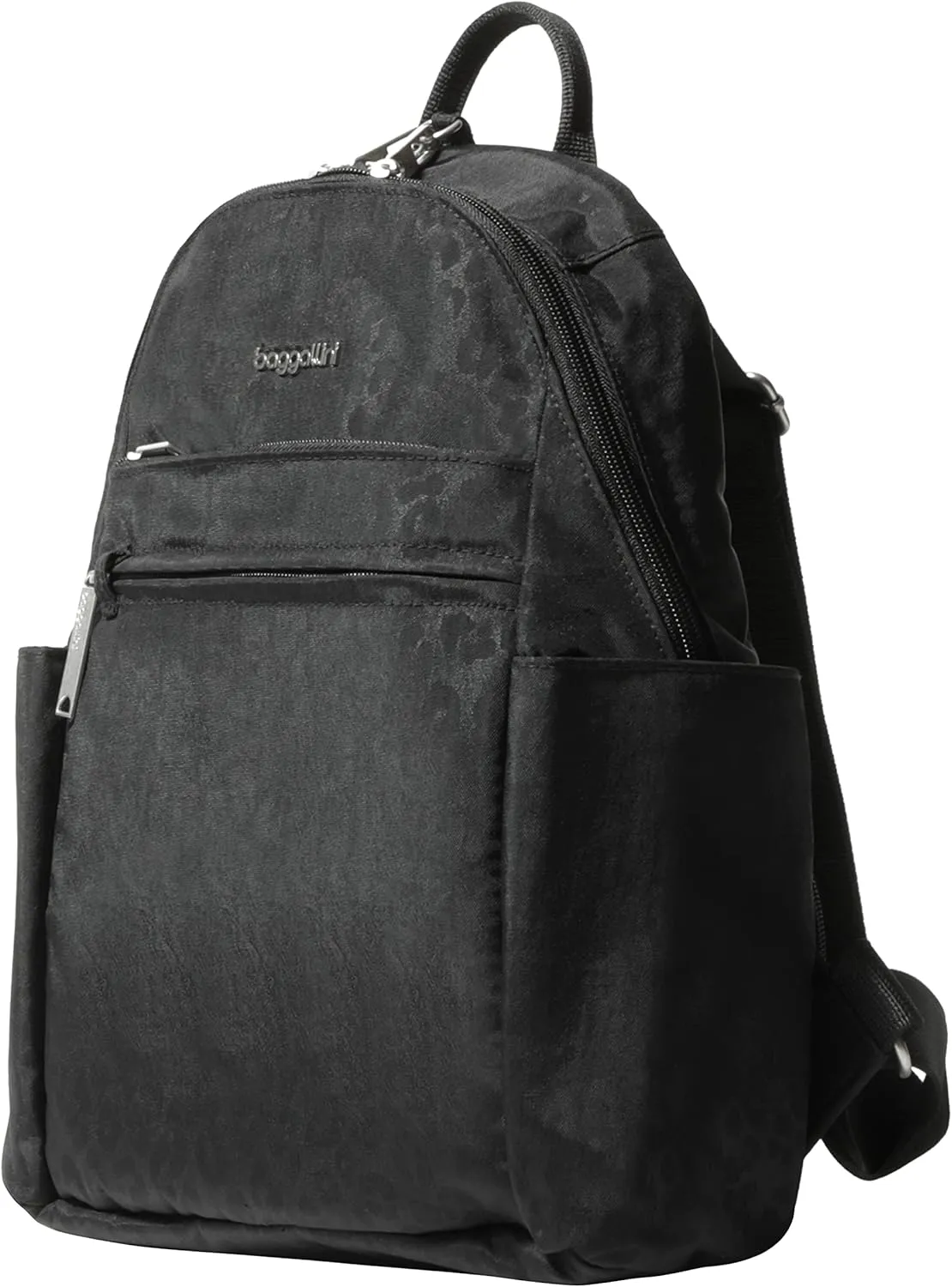 Securtex® Anti-theft Vacation Travel Backpack 10x13" Slash-Resistant Nylon Daypack w/RFID, Black Cheetah