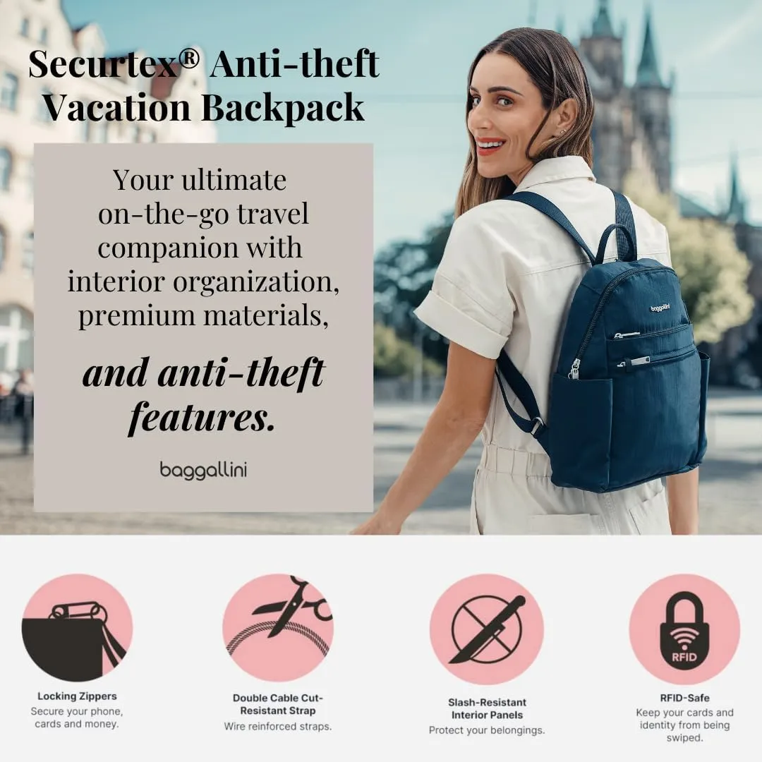 Securtex® Anti-theft Vacation Travel Backpack 10x13" Slash-Resistant Nylon Daypack w/RFID, Charcoal