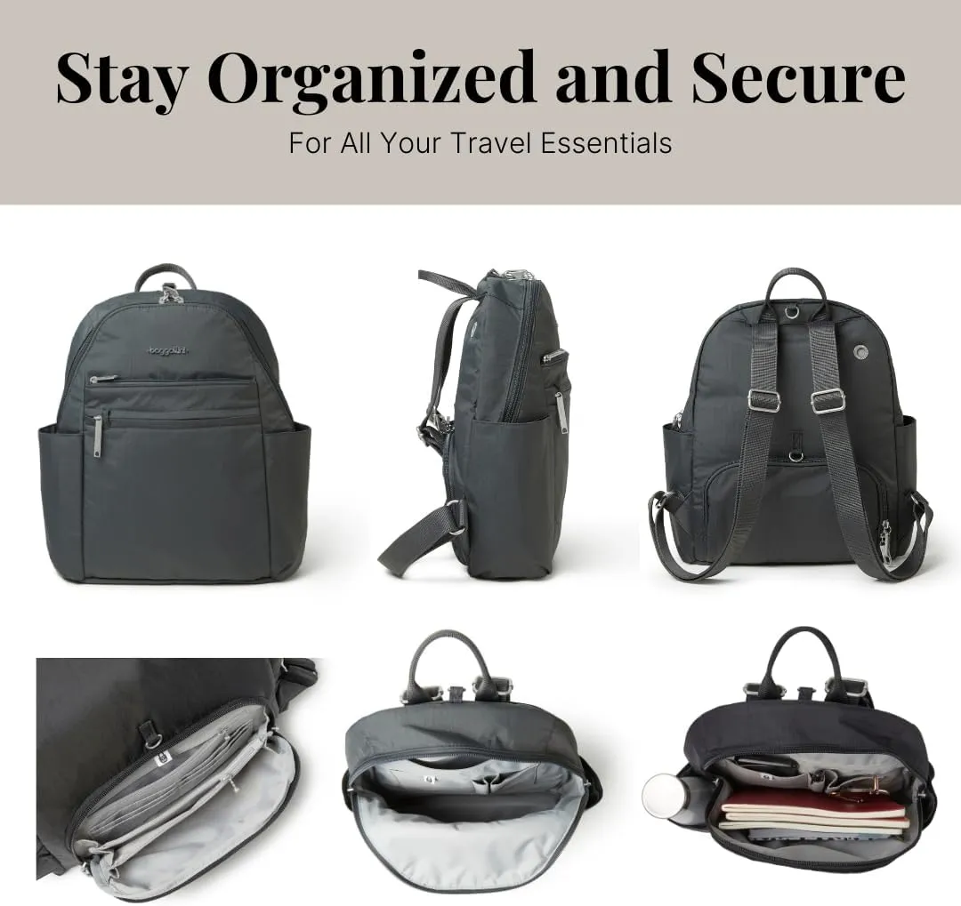 Securtex® Anti-theft Vacation Travel Backpack 10x13" Slash-Resistant Nylon Daypack w/RFID, Charcoal