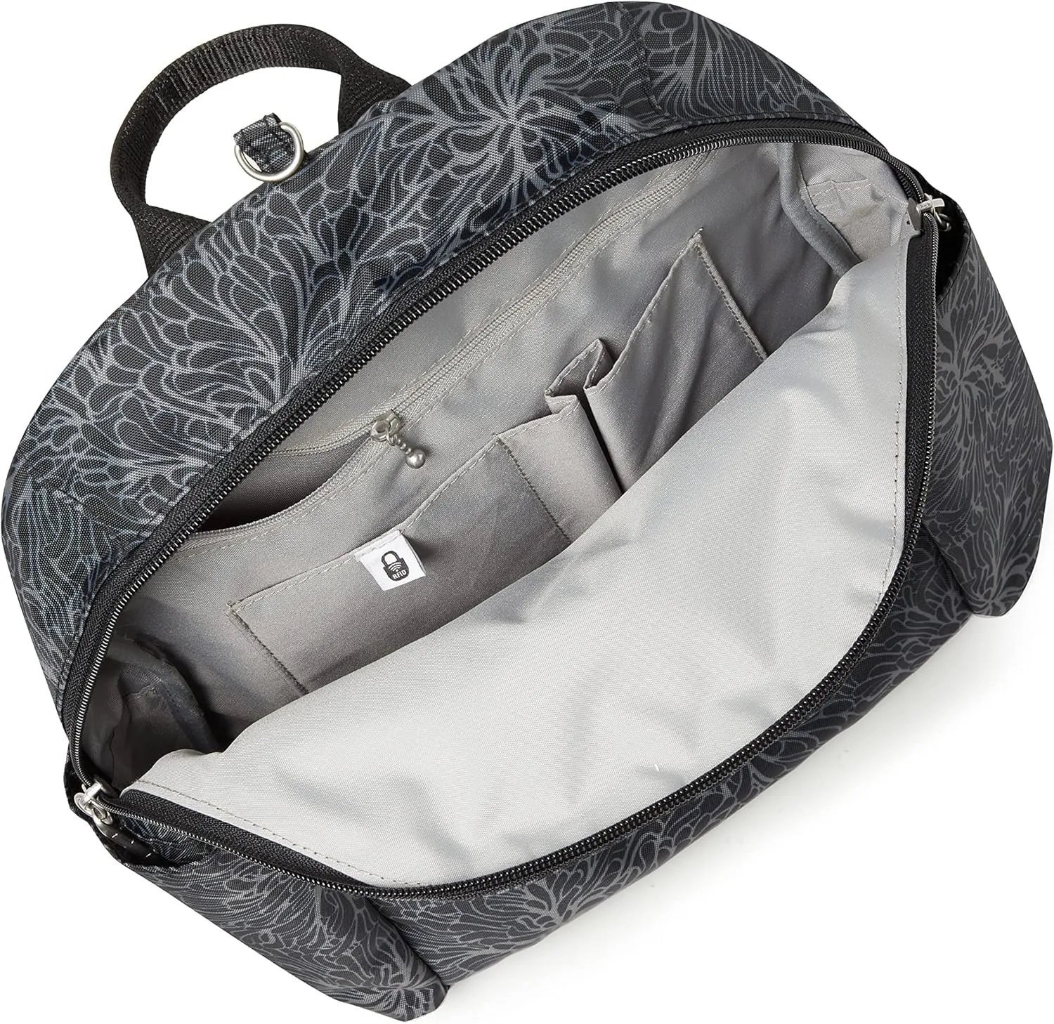 Securtex® Anti-theft Vacation Travel Backpack 10x13" Slash-Resistant Nylon Daypack w/RFID, Midnight Blossom