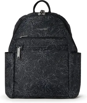 Securtex® Anti-theft Vacation Travel Backpack 10x13" Slash-Resistant Nylon Daypack w/RFID, Midnight Blossom