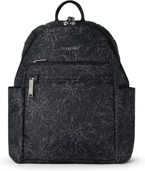 Securtex® Anti-theft Vacation Travel Backpack 10x13" Slash-Resistant Nylon Daypack w/RFID, Midnight Blossom