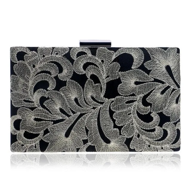 SEKUSA Vintage Embroidery Clutch Diamonds Women Evening Bags Chain Shoulder Purse Evening Bag For New Year Christmas Gift Clutch