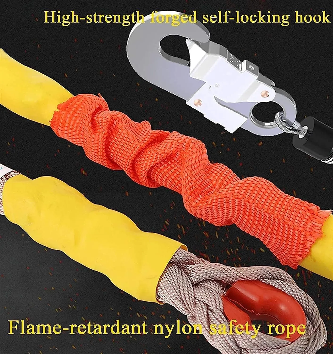 Self-Retracting Lifeline, Fall Protection Work Safety Equipment, 10m Steel Cable, Personal Fall Limiter with Self-Locking Hooks for Roof Construction, 2 Pack