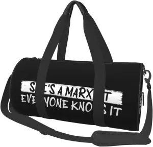 She'S A Marxist. Everyone Knows It Duffel Bag Gym Bag Travel Sports Tote Large Foldable Beach Swim Yoga6