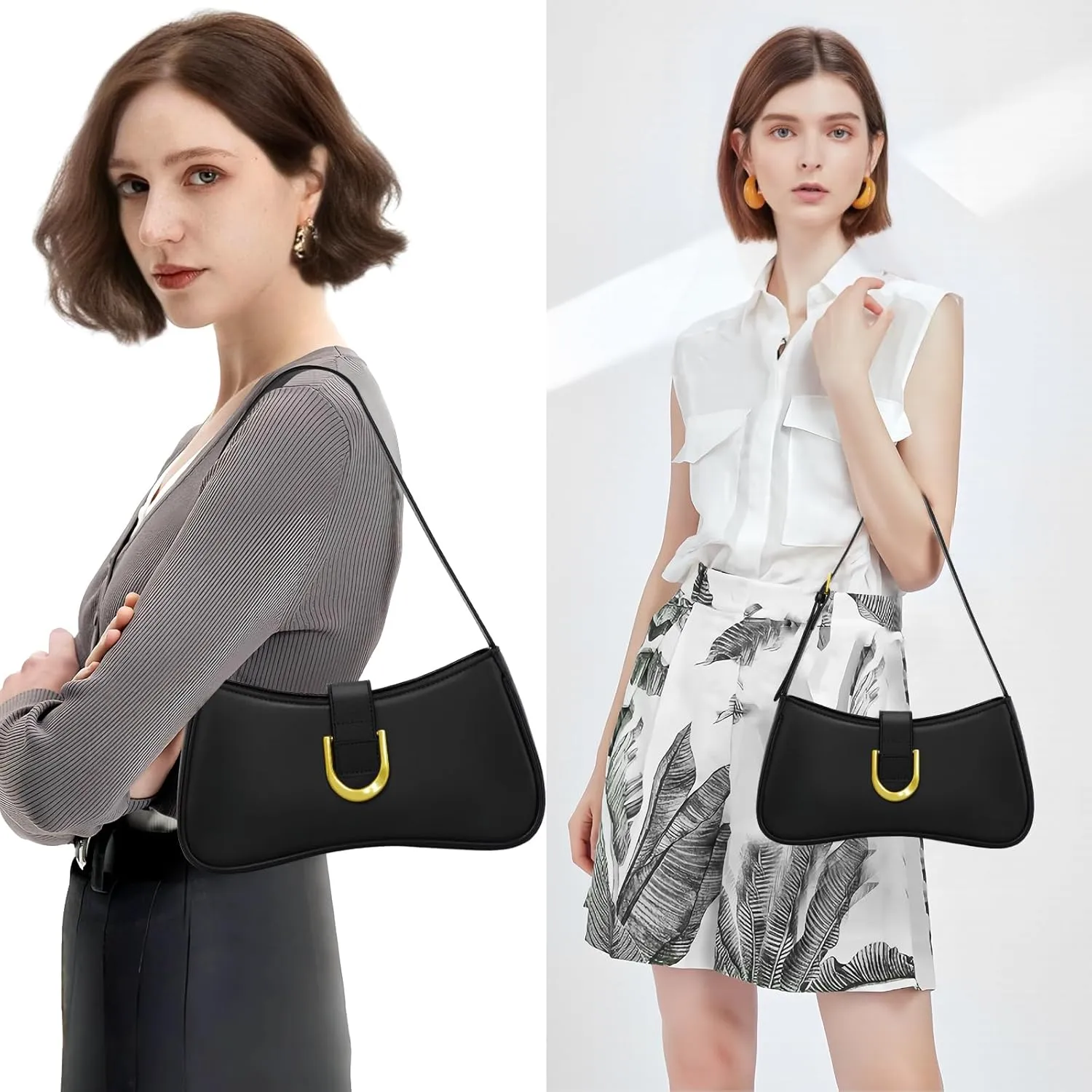 Shoulder Bag for Women Y2K Trendy Underarm Purse， Vegan Leather Clutch Hobo Handbags