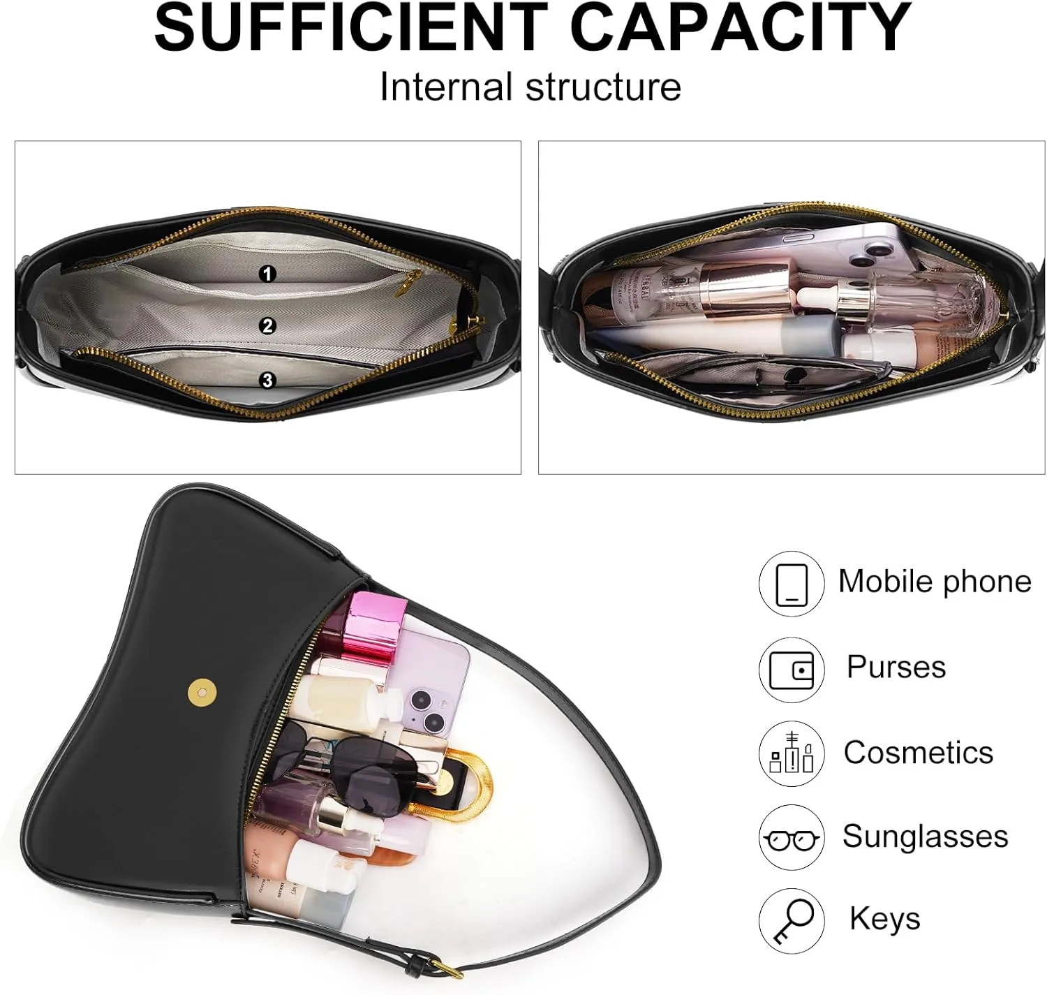 Shoulder Bag for Women Y2K Trendy Underarm Purse， Vegan Leather Clutch Hobo Handbags