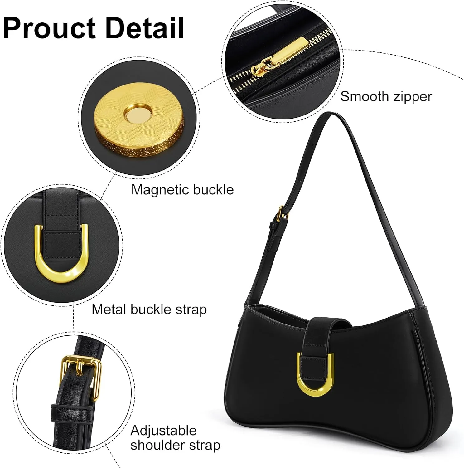 Shoulder Bag for Women Y2K Trendy Underarm Purse， Vegan Leather Clutch Hobo Handbags