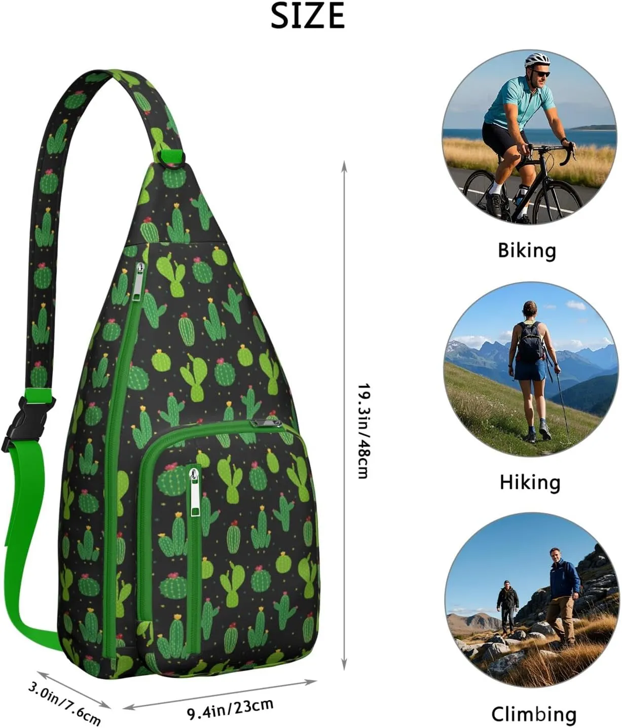 Shoulder Sling Crossbody Casual Chest Bag For Travel Sports Running,Backpack for Men & Women Lightweight Sports BagCrossbody Concealed Carry,Cactus Shoulder Bag Waterproof Chest Bag